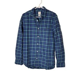 Gap Lived‎ In Plaid Button Down Shirt Men's Medium Tall Blue Green Casual
